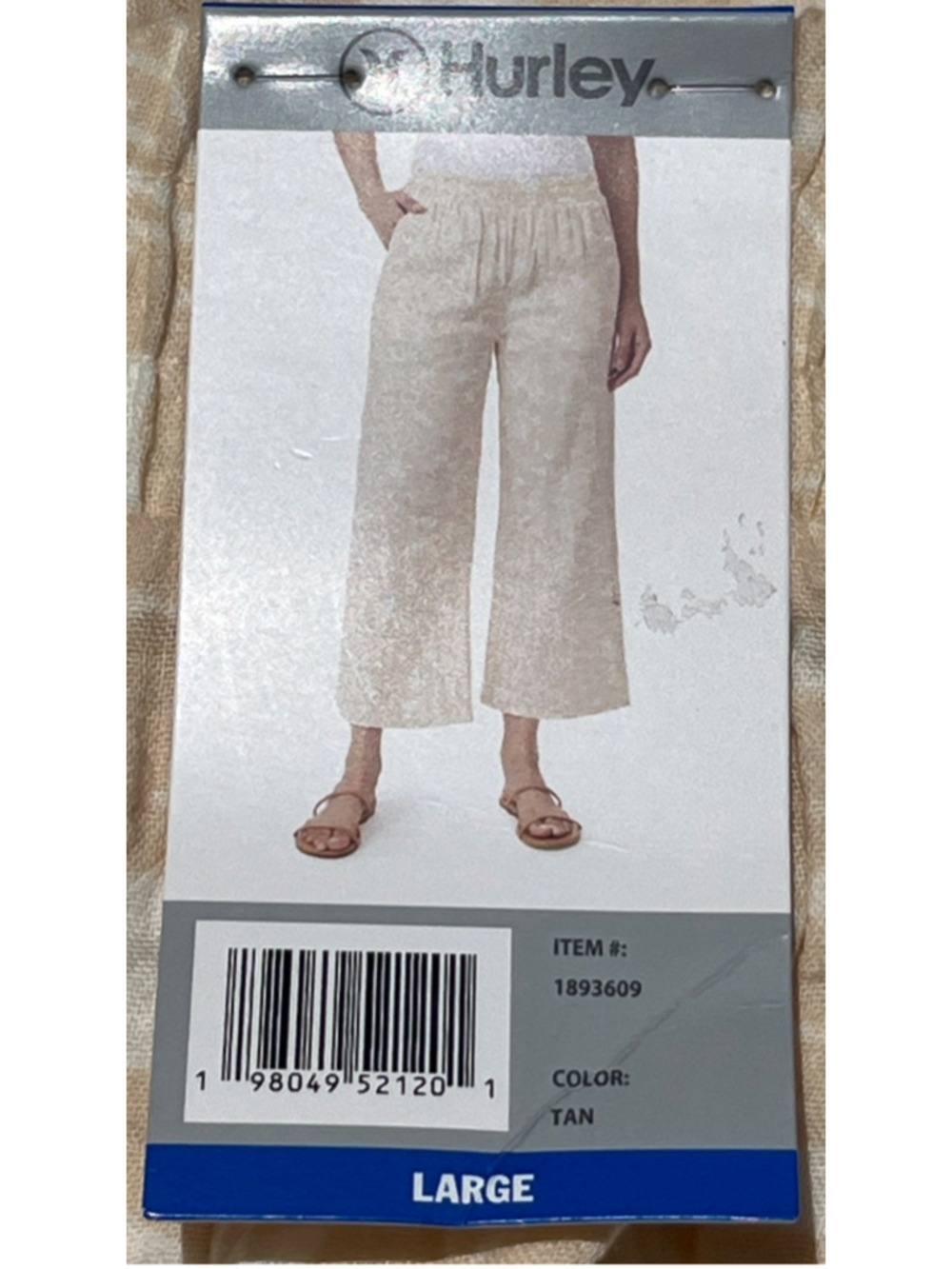 Women's Hurley Wide Leg Pants Large Beige White Floral